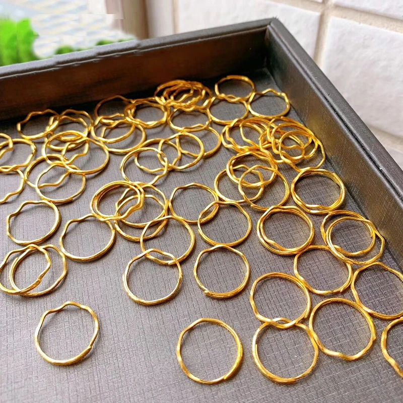 

New Arrival Pure 24K Yellow Gold Ring Women wave Open size Ring