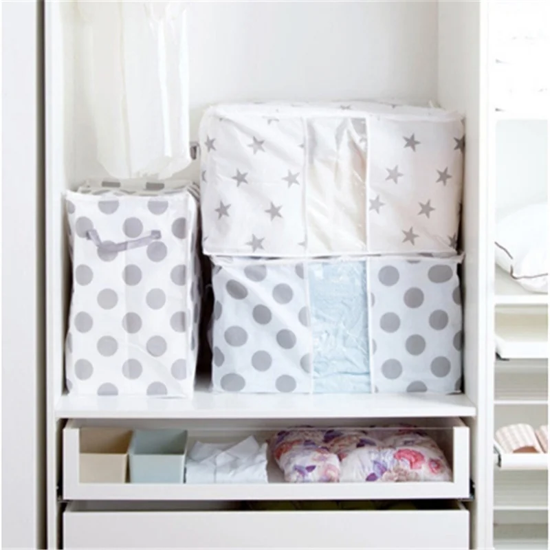 Большая емкость Нетканая печатная отделка одеяла сумка для хранения Одеяло