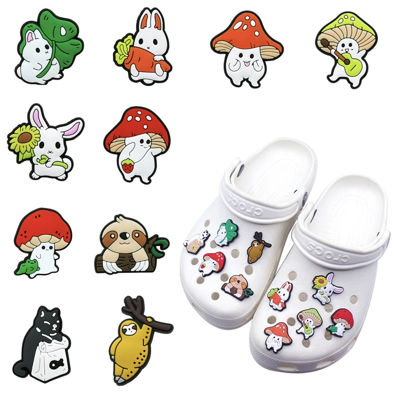 

1 шт. новые милые стили подвески для обуви из ПВХ украшения с животными украшения в виде грибов аксессуары для обуви для Croc Jibz детские подарк...