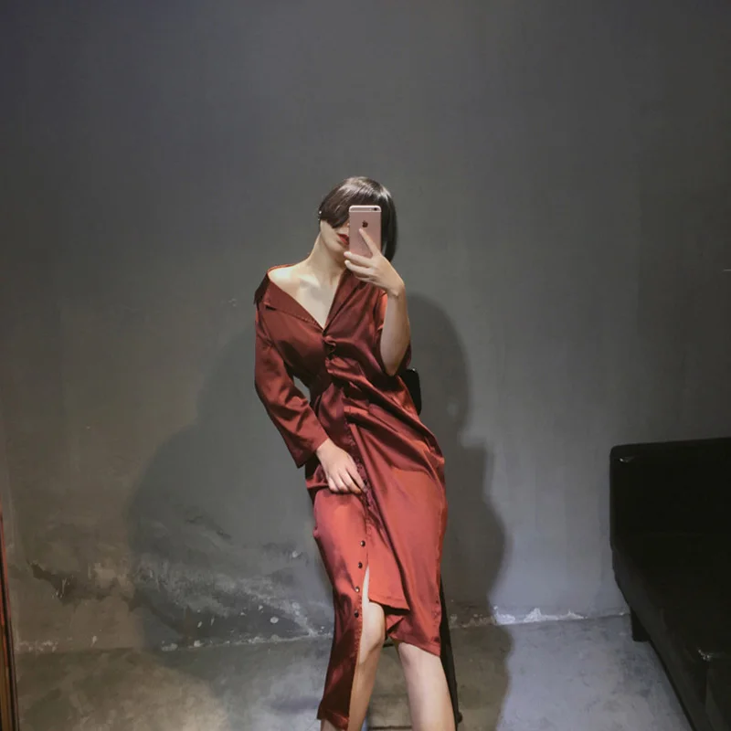 

Plue Size 4xl Women's Summer Long Dress V Neck Shirt Collar Light Elegant Wedding Clothing Midi Party Dresses 2021 Party Club