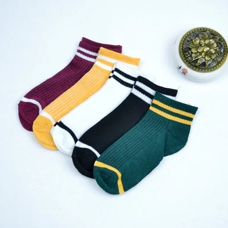 

Qrxiaer 5 Pieces Casual Thin Summer Autumn Low Cut Cute Girl Women Socks Solid Striped Ankle Short Cotton Socks