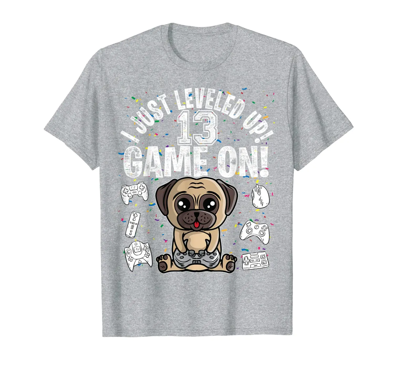 

13 Years Old 13th Birthday Pug Dog Boy Girl Video Game T-Shirt