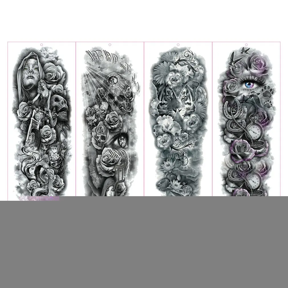 

1Pcs Full Arm Flower Tattoo Sticker Waterproof Temporary Tattoo Sleeve Men Women Body Paint Water Transfer Fake Tatoo Sleeve