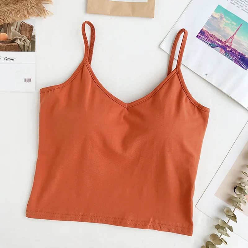 

Summer New Cotton Sling sports beauty back tube top U Back Wrapped Chest Solid Color Triangle Cup Vest