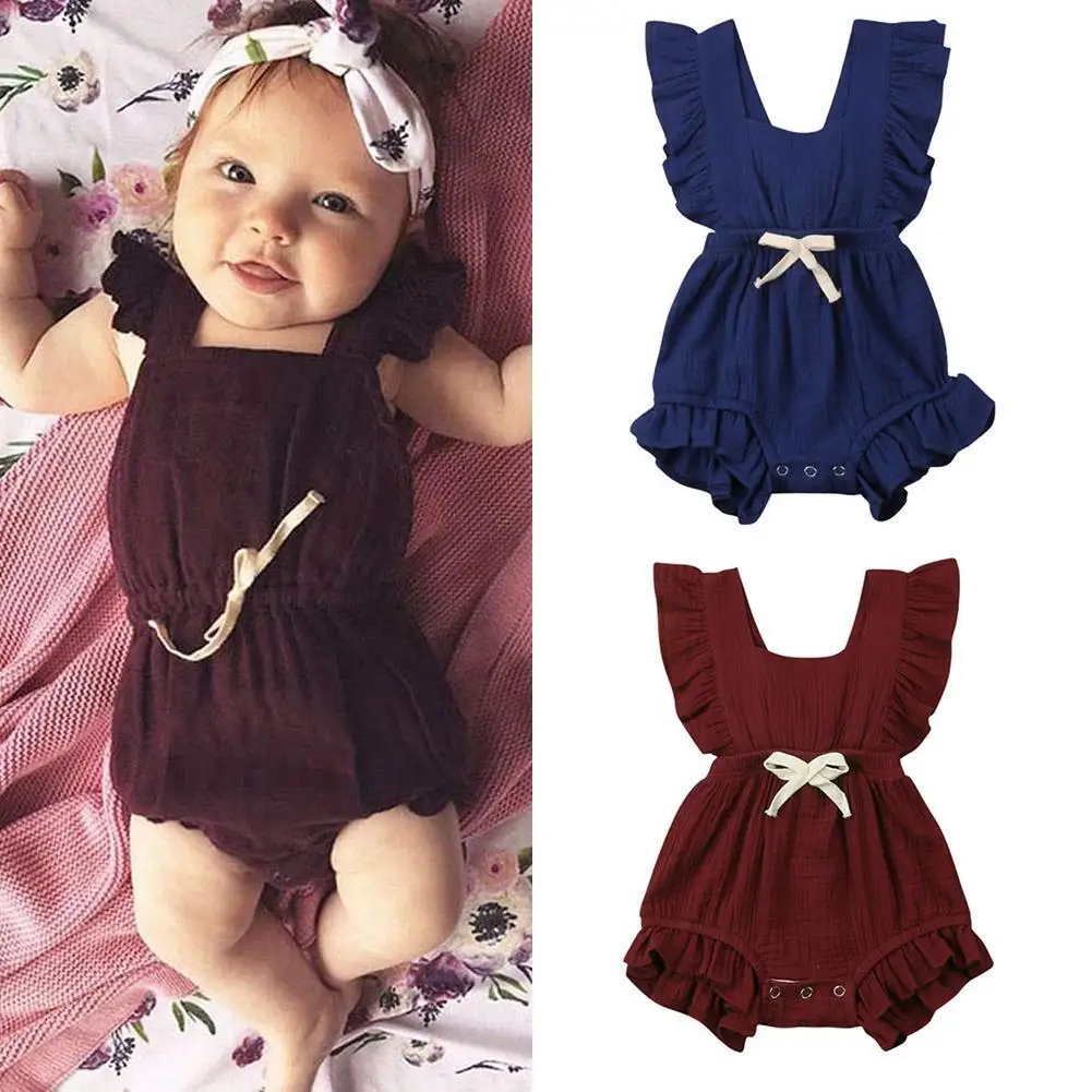 

size 100 Baby Toddler Baby Girl Clothes Ruffle Sleeveless Romper Jumpsuit One-Pieces 0-24Months