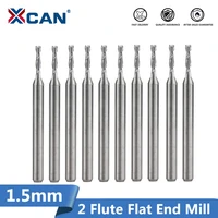 xcan 10pcs diameter 1 5mm 2 flute flat end mill cnc router bit for woodplastic engraving carbide milling cutter