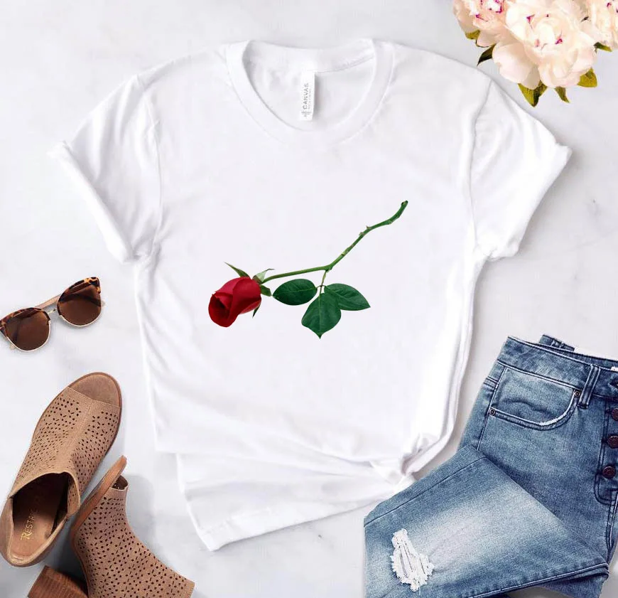 

Flower T-shirts With Short Sleeves T-shirt Women Women-clothing Women's Tee Summer Sleeve 2021 Tops Crop Woman for Top Tees Cute