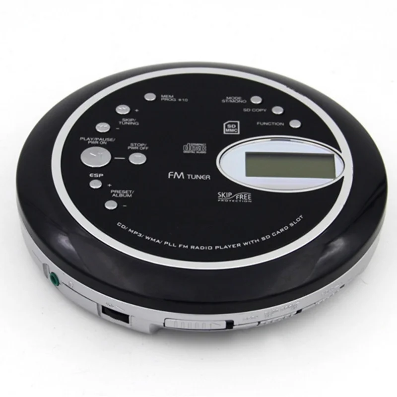Портативный музыкальный плеер CD Walkman совместим с MP3 wma фотоформат FM-радио