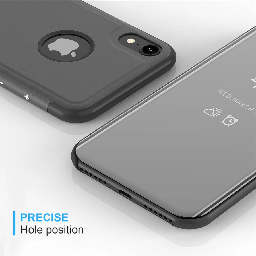 Роскошный умный зеркальный флип чехол с подставкой для iPhone 8 7 6 6s Plus прозрачный X XR