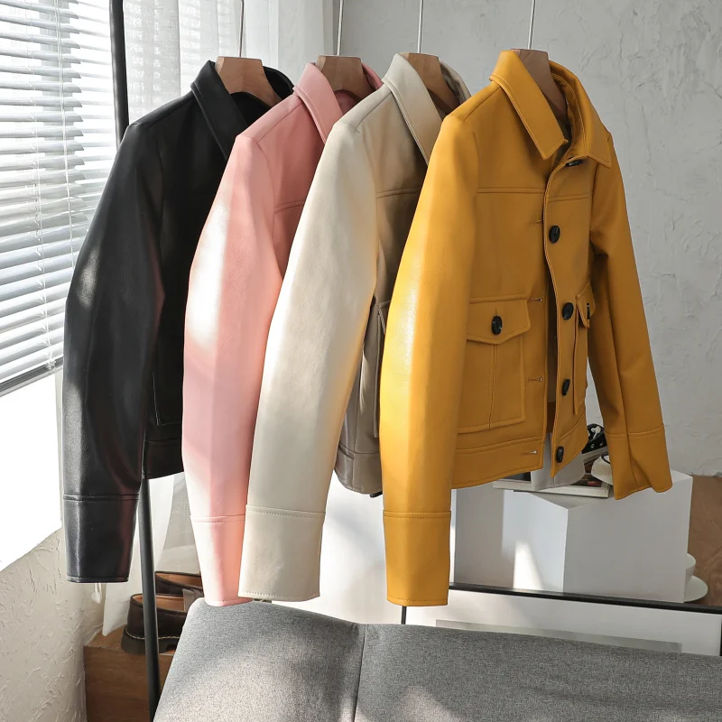 

New Spring Faux Leather Jacket Women 2020 New Motorcycle Biker Black Coats Female Single-breasted Jackets Womens