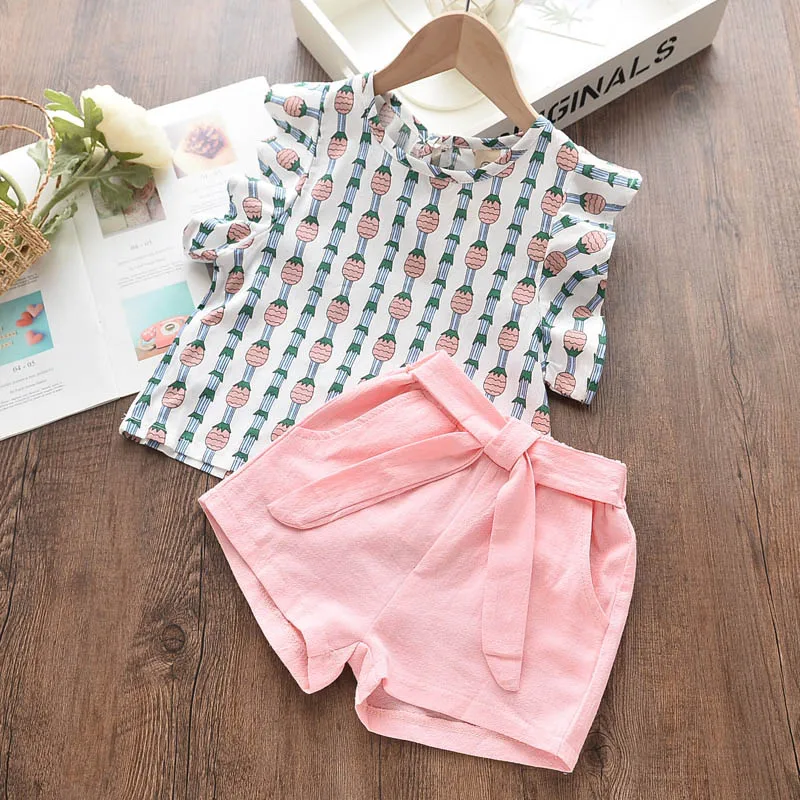 

Girls Casual Clothing Sets 2021 Children Summer Cute Sleeveless Floral Vest And Shorts Outfits Fashion Kids Holidays Suits