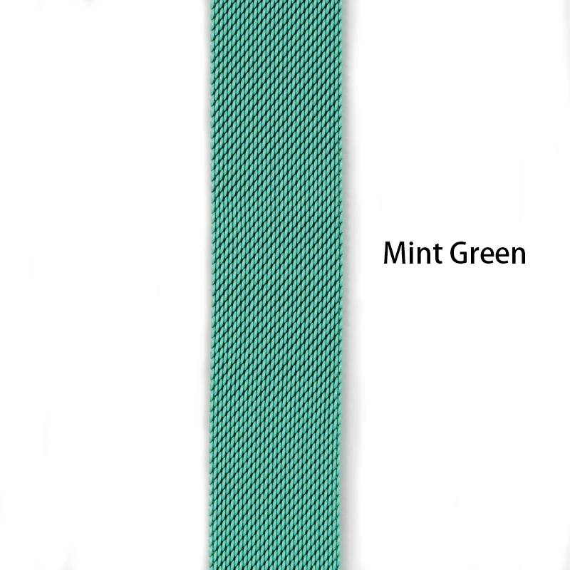 Mint Green DIMU Миланский Браслет, Браслет для наручных часов Apple Watch, версии 5/4/3/2/1 38 мм 42 мм Нержавеющая сталь ремешок для наручных часов iWatch, 40 мм, длина-44 мм, ремешок для часов - Цвет ремешка: Mint Green