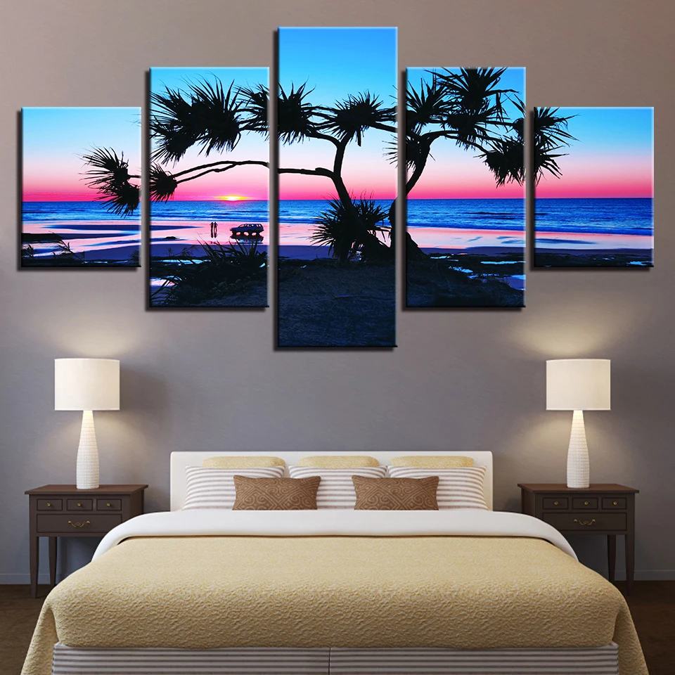 Пейзаж с изображением моря пляжа восход на океане Маяк Тропический 5 шт.