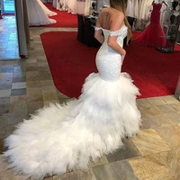vestido de noiva arabic beading bridal dresses 2020 mermaid wedding gowns off shoulder lace up robe de mariee wedding dress