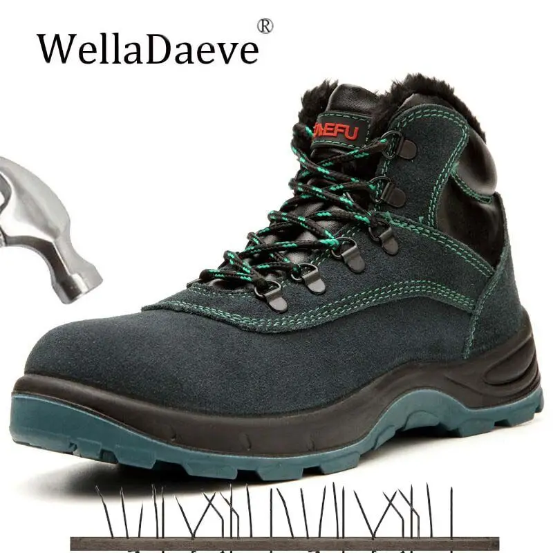 Мужские защитные ботинки зимние Бархатные рабочие с высоким стальным носком