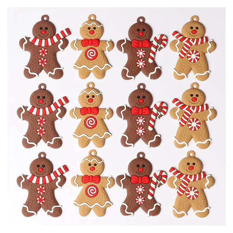 12Pcs Gingerbread Man Christmas Ornaments Mini Pendants for Home Chritsmas Tree Decorations New Year Decor Supplies | Дом и сад