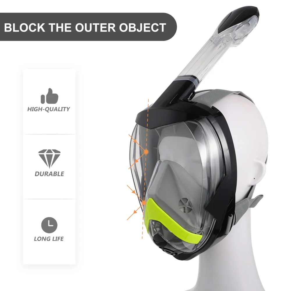 

1pc Full Dry Snorkel Mask Panoramic Free Diving Mask Adults Snorkeling Gear
