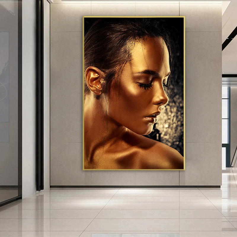 

Golden Nude African Art Woman Canvas Painting Wall Poster Interior Painting Living Room bedroom Home Decoration Picture
