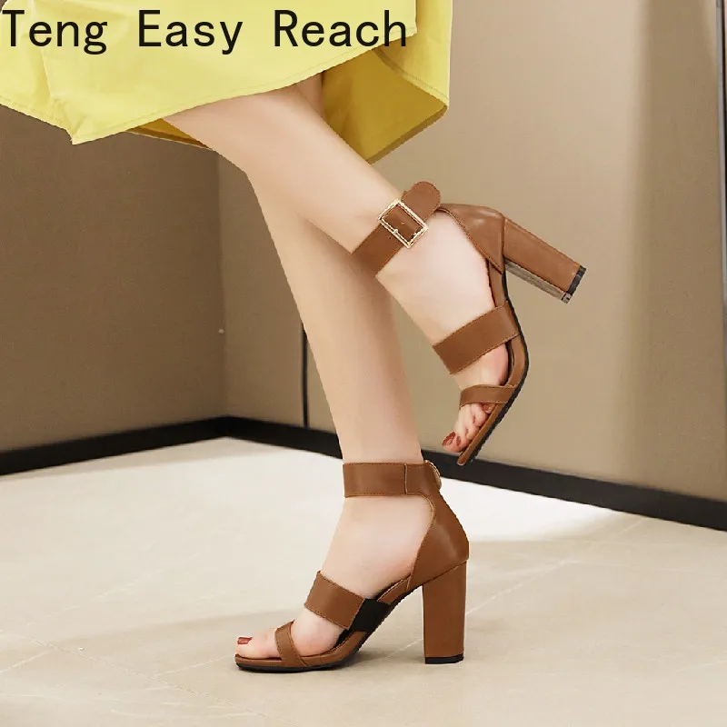 

Sandals Women New 2021Summer Shoes Woman Square Hight Heels Office Lady Elegant Ankle Strap Sexy Pumps Female Cover Heels