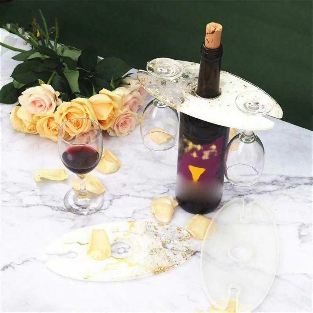 Ручная работа стойка для вина прессформа из смолы красный стеклянный поднос