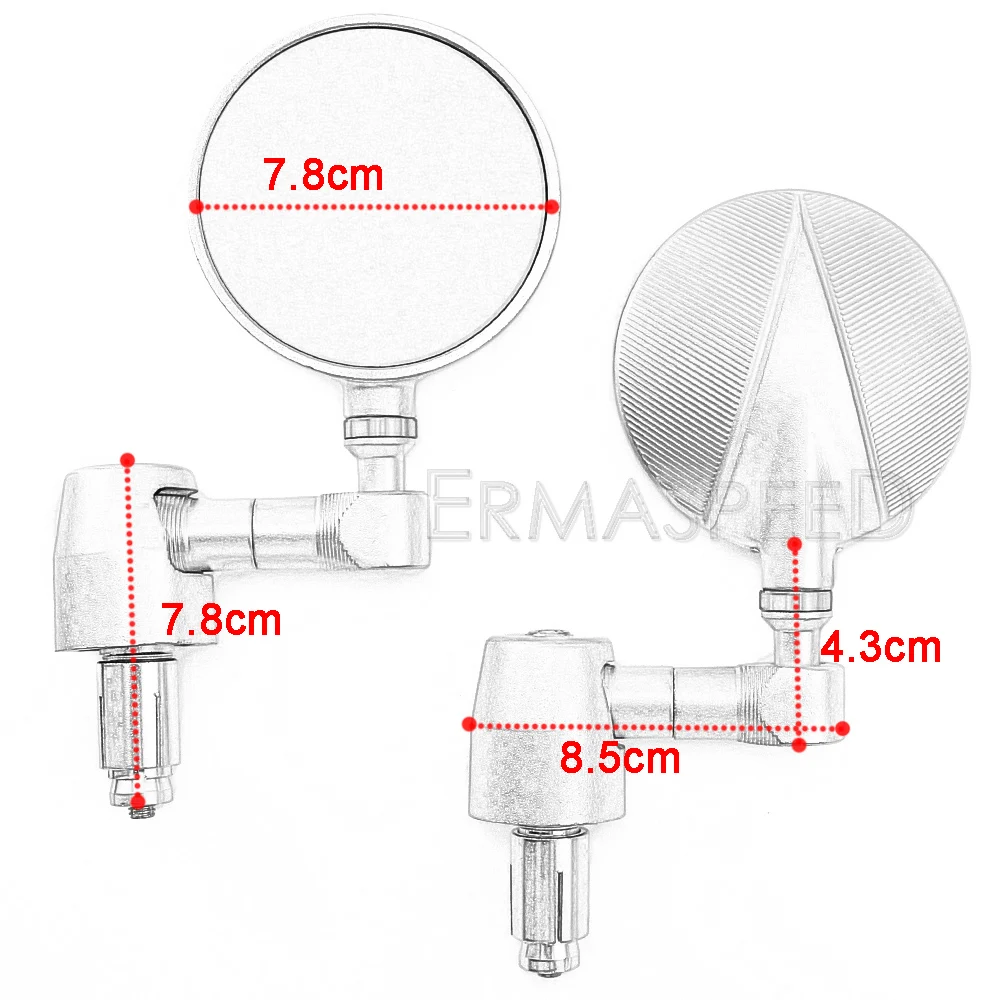 Мотоцикл 7/" 22 мм ручка руль бар конец заднего вида боковое зеркало ЧПУ алюминий кафе гонщик черный серебристый для Suzuki Honda KTM