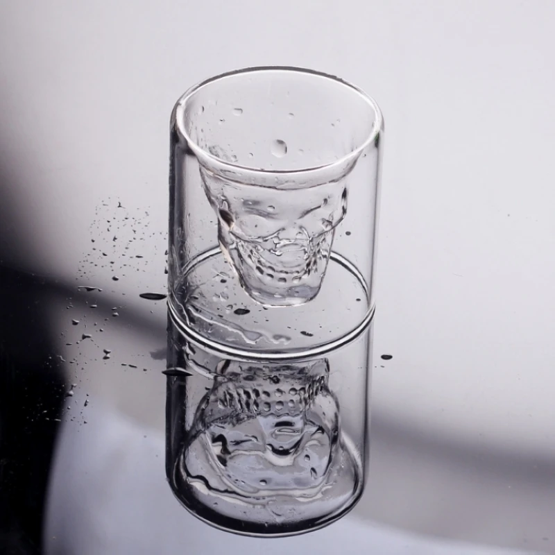 Бесплатная доставка 4 шт./компл. кружка с двойным дном черепом стакан для виски