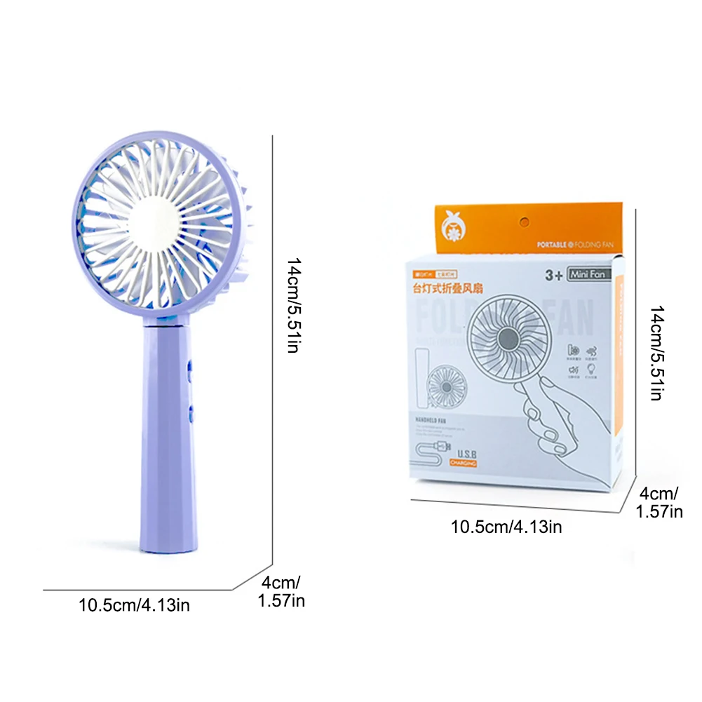 

Personal Fan Portable Mini Handheld Fan with Light Rotatable 2 Speeds 3Hrs Work Time USB Rechargeable Pocket Fan Fast delivery