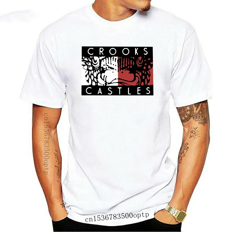 

Новинка, Мужская футболка, модные топы с изображением кривошипов и замка, белая женская футболка