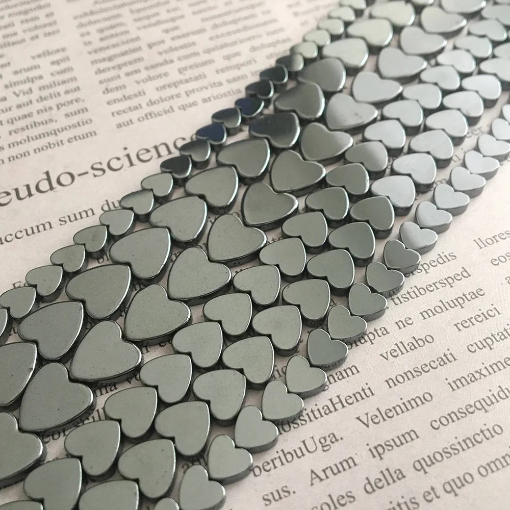 Бусины из гематита с черным сердечком 6/8/10 мм|Бусины| |