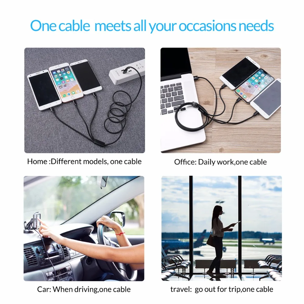 Кабель Micro USB ORICO 3 в 1 8pin Тип C для iPhone 8X7 6 6S Plus iOS 10 9 8 Samsung Nokia|usb fast|nokia usbusb cable for iphone |