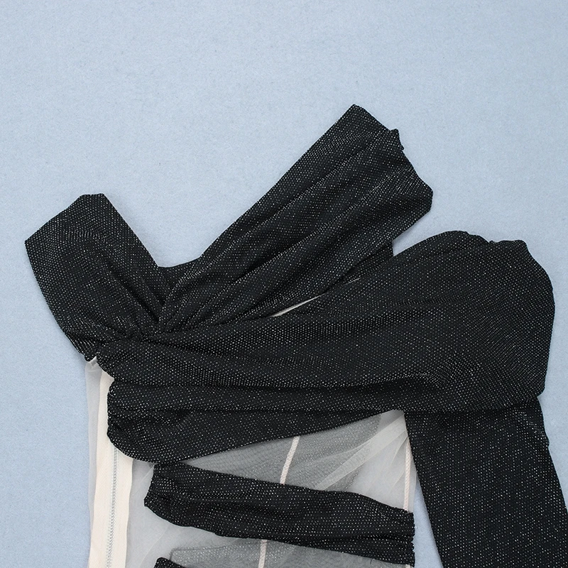 INDRESSME, женская мода, новинка, асимметричное ДРАПИРОВАННОЕ сексуальное Сетчатое платье на одно плечо с открытой спиной, v-образный вырез, облегающее, вечерние, Клубное, мини-платье с шапкой
