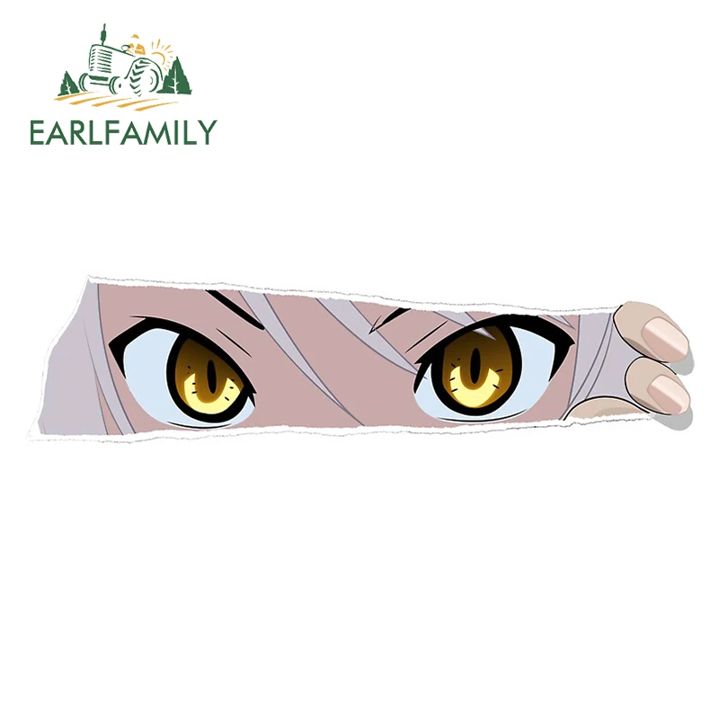 

Забавная Водонепроницаемая наклейка EARLFAMILY, 13 см х 3,5 см, для милой девушки, глаза аниме, виниловые наклейки на машину, для фургона, внедорожника, автодома