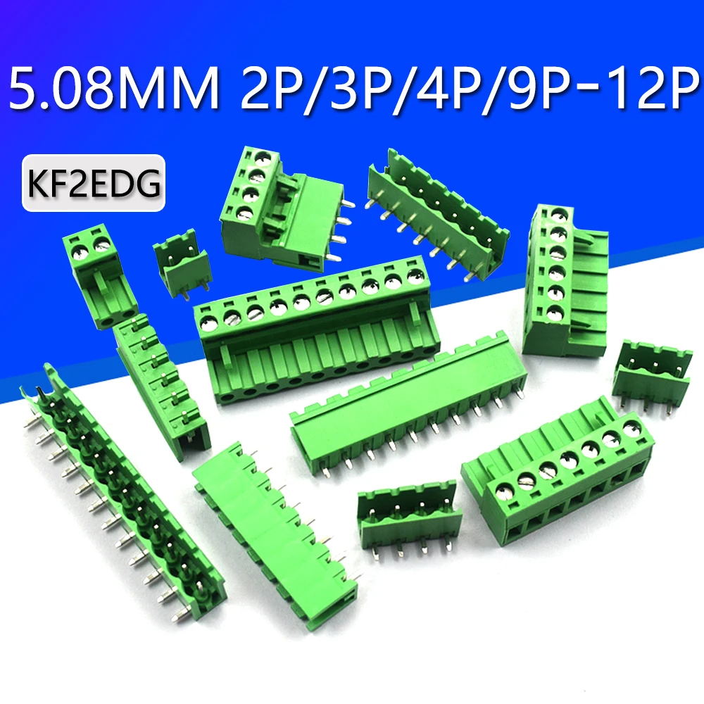 

5Sets 5.08 Pcb Screw Terminal Block 2/3/4/5/6/7/8Pin Straight Curved Needle Terminal Plug Type 300V 10A 5.08mm Pitch Connector