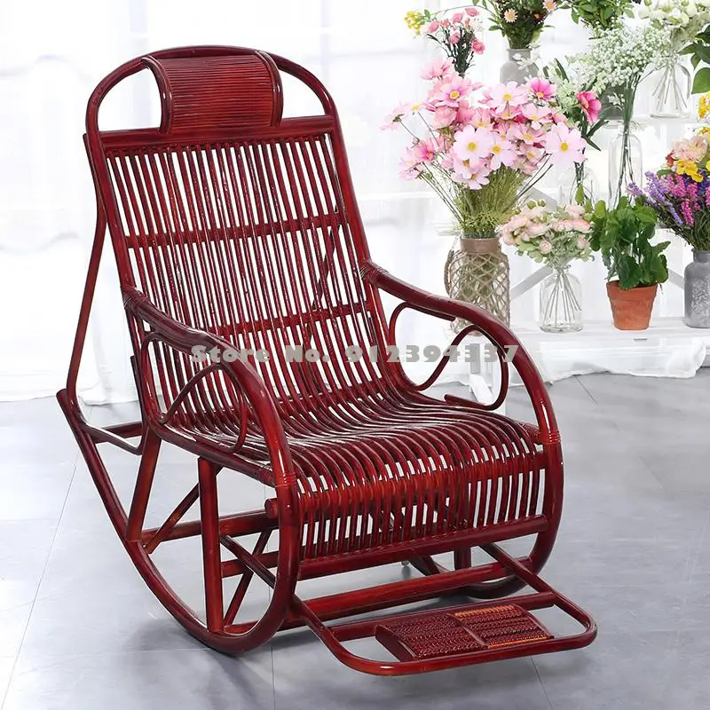 Rattan Rocking Chair Adult Lunch Break Easy Balcony Leisure Lounge Elderly | Мебель