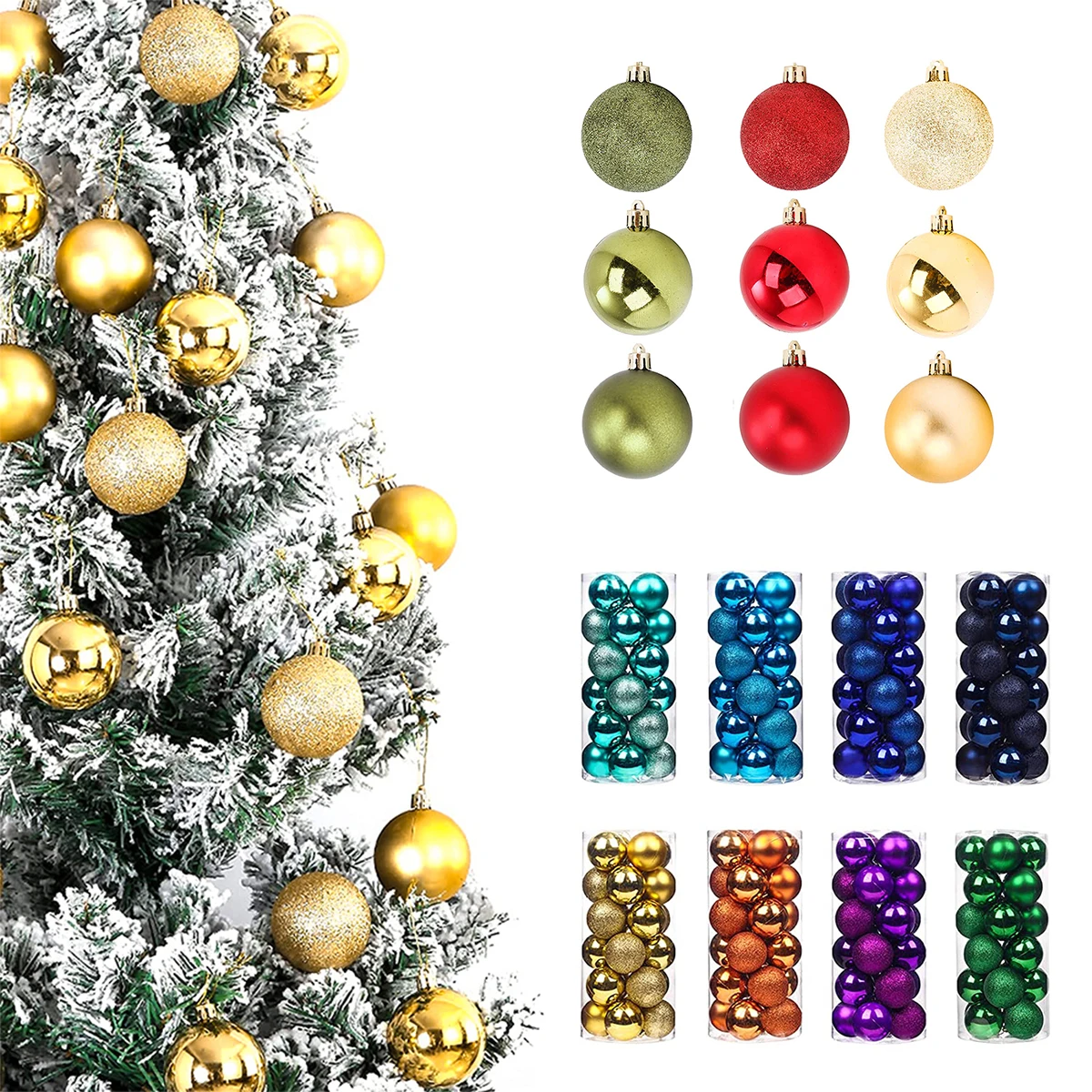 

3/4cm Christmas Balls Set Christmas Tree Decoration Set Shatterproof Red Gold Christmas Decoration For Home Decors navidad decor