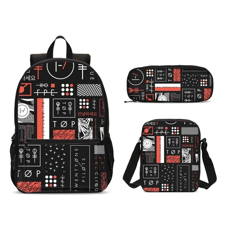 2020 3pcs Prints School Bags Set Teenager Boys Backpack Fashion Twenty One Pilots Schoolbag Kids Children Student Mochila | Багаж и сумки