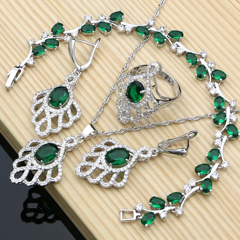 Женский Свадебный комплект из колье и серёг серебро 925 пробы | Украшения