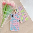Чехол Pop Push It Bubble для iphone 12 Mini 11 Pro XR XS MAX 7 8 6s Plus SE, Радужный силиконовый чехол для декомпрессии с вентиляционным отверстием, камуфляжный чехол