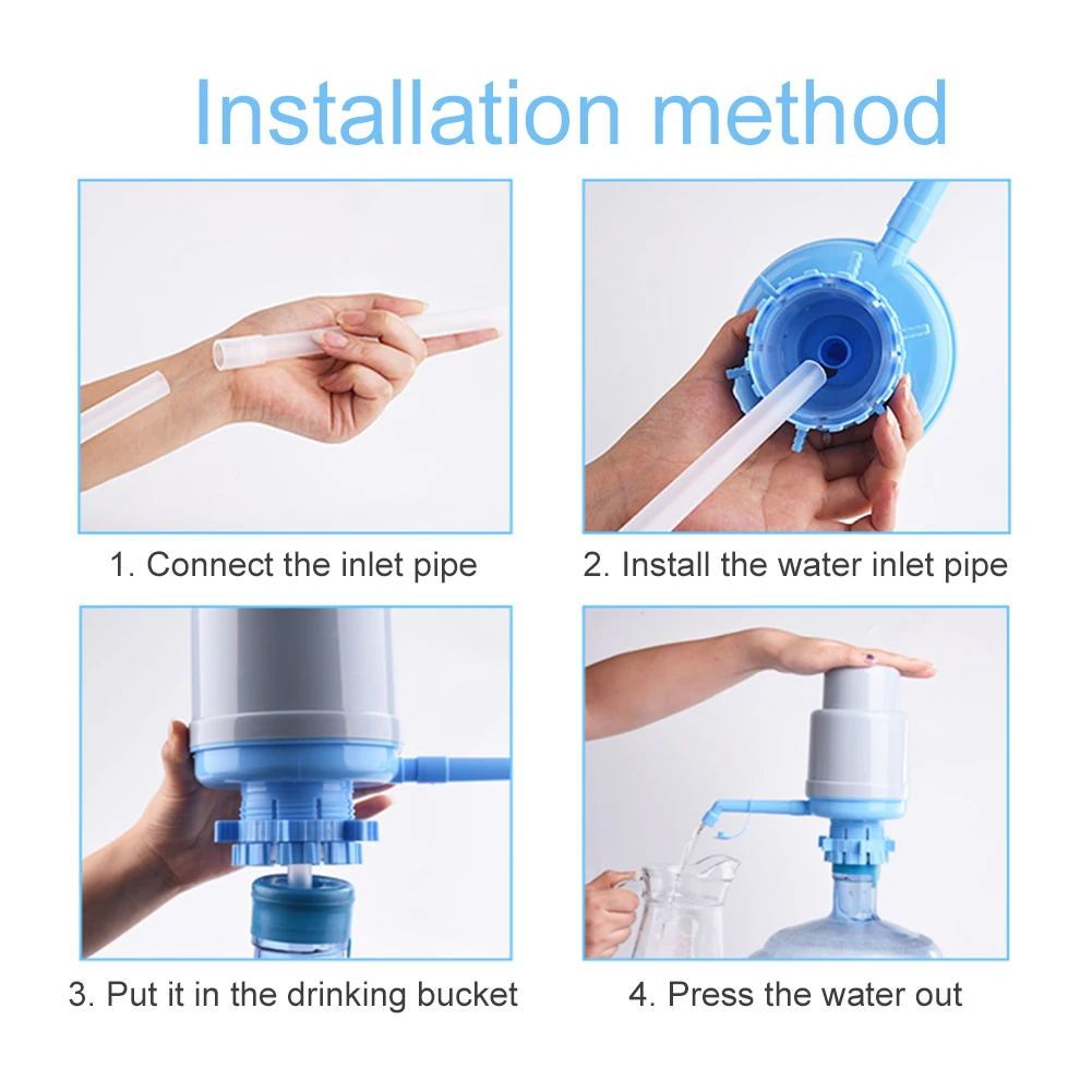 

Blue Gray Portable Hand Pressure Home Outdoor Accessories Thickened Water Bottle Pump Drinking Fountain Practical Easy Install