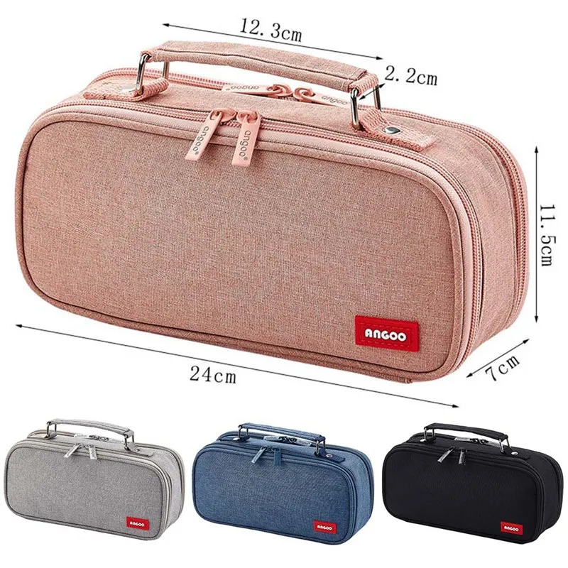 

1Pc Large Capacity Pencil Case Canvas Double Layer Pencil Bag Kawai Kids School Supplies Make Up Bag Pen Box Student Pouch Gift