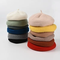 hot selling hats for women autumn winter knitting wool solid color windproof painter hat adult unisex men cap female beret hat