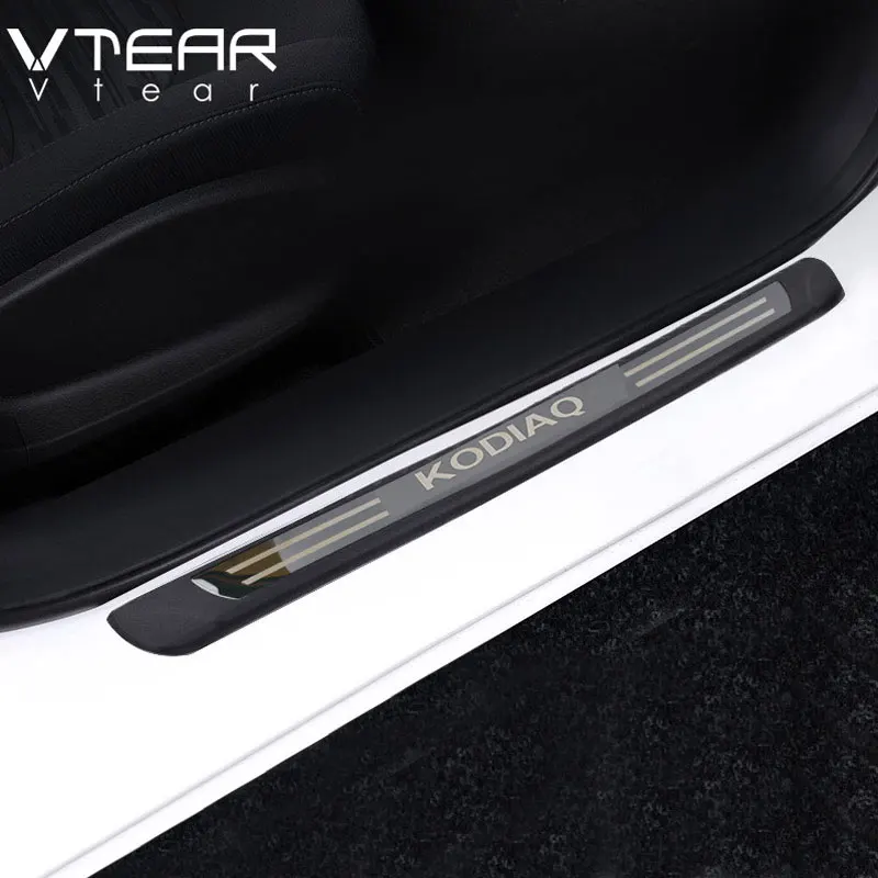 Vtear для Skoda Kodiaq шкода кодиак аксессуары для автомобиля, Накладка на порог, педаль, внешняя Накладка на порог, автомобильный стиль