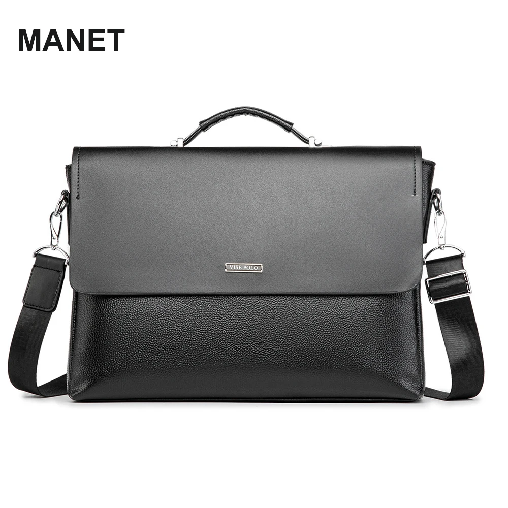 

MANET PU Leather briefcase 14inch laptop bag Large Capacity business handbag Men's Office Crossbody Bag Messenger Shoulder Bags