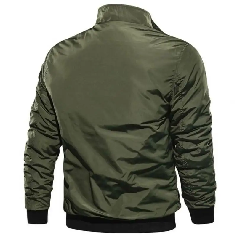 

Men Solid Warmer Bomber Jacket Casual Long Sleeves Coat Windproof Outwear Autumn