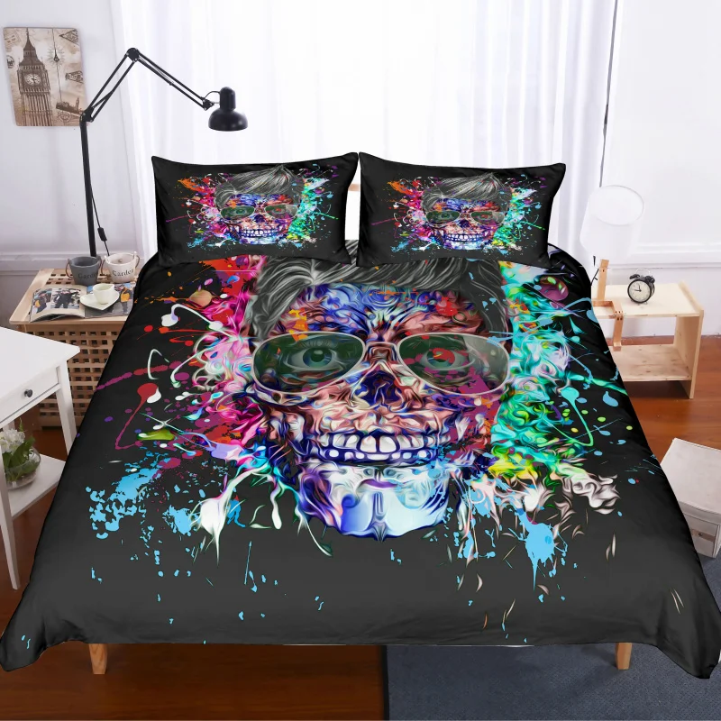 Fanaijia Sugar Skull набор пододеяльников с наволочкой постельное белье с изображением Черепа Набор роскошный комплект постельного белья размера Queen полный размер одеяла наборы