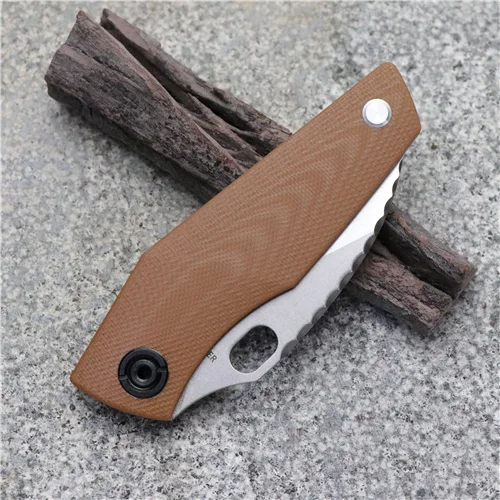 brown g10 STR Флип складной нож медная прокладка D2 лезвие TC4 Титан CF+ G10 Ручка Открытый Кемпинг Многоцелевой Охотничий EDC инструмент - Цвет: brown g10