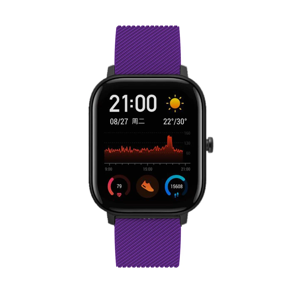 Силиконовый ремешок для часов для Xiaomi Huami Amazfit GTS ремешок для часов Amazfit GTR 42 мм/Bip Lite 20 ММ Спортивный сменный Браслет