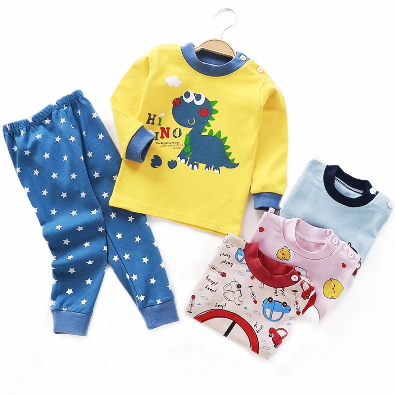 Купи Kids Pajamas Sets Baby Boys Girls Sleepwear Set Cotton Long Sleeve T shirt+Pant Sets Cartoon Girl Clothing Sleepwear Pyjama Suit за 250 рублей в магазине AliExpress