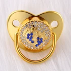 Для детей 0-18 месяцев роскошные золотые детская пустышка на цепочке с прищепкой, Chupete de bebe Синие стразы Bling соски-пустышки для младенцев, на праздник в честь рождения ребенка;