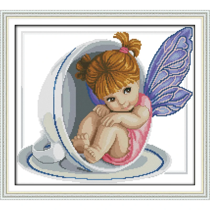 

Everlasting Love Christmas A Little Angel In The Cup Ecological Cotton Chinese Cross Stitch Kits Counted Stamped 14CT Promotion